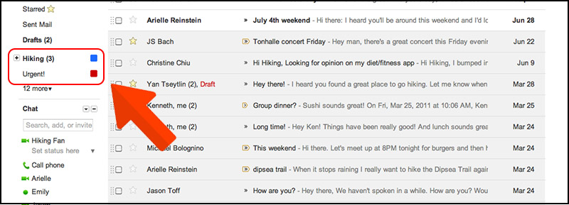Sắp xếp, ph&acirc;n loại thư bằng Tab v&agrave; Nh&atilde;n